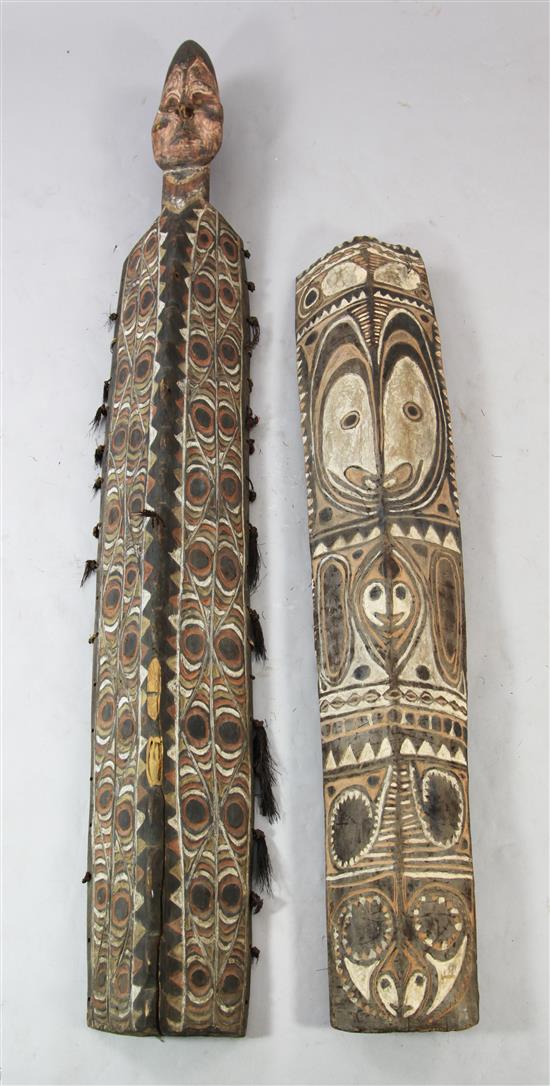 Two Papua New Guinea Sepik River carved wooden shields